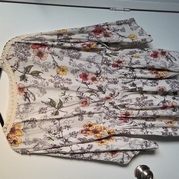 Coco Jamison Boho Floral Lace Trim Women's Rayon Kimono Size Large EUC - Picture 10 of 15